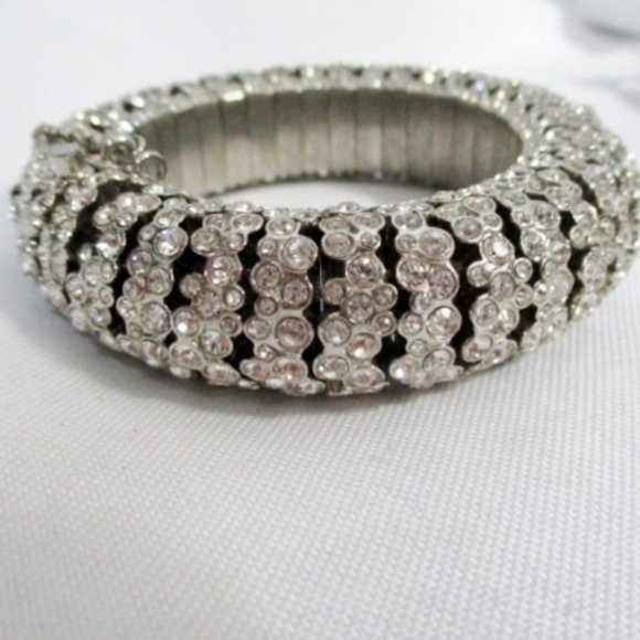 NEW CELINE SILVER CRYSTAL RHINESTONE BRACELET Cuff